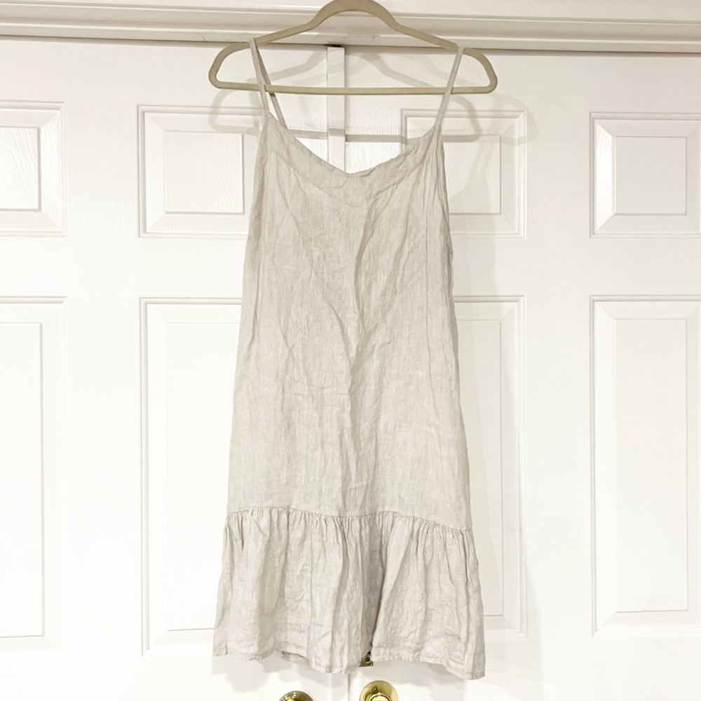 Bellambra | Linen Neutral Halter Tiered Dress